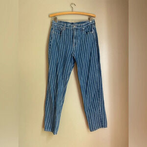 American Eagle Pinstripes Medium Wash Mom Jeans